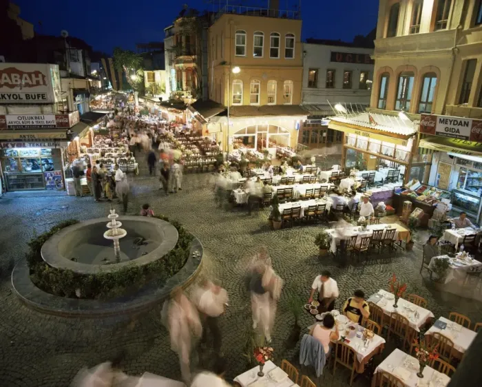 Framed Print : Fish restaurants on the pavement Framed Print : Fish restaurants on the pavement