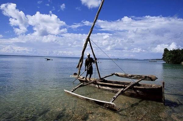 Fisherman on a boat, Zanzibar, Tanzania, East Africa, Africa