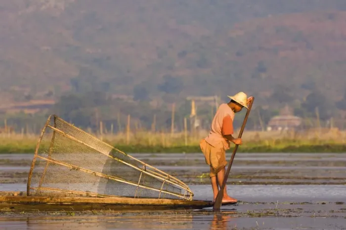 Framed Print : Fisherman on Inle Lake, Shan States, Myanmar (Burma), Asia Framed Print : Fisherman on Inle Lake, Shan States, Myanmar (Burma), Asia