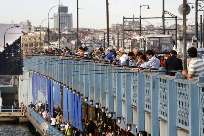 Framed Print : Fishermen standing on the Galata bridge, Istanbul, Turkey, Europe Framed Print : Fishermen standing on the Galata bridge, Istanbul, Turkey, Europe