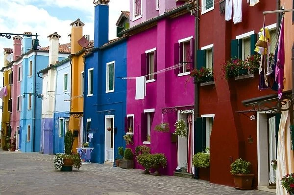 Fishermens colored facade houses, Burano, Venice, Veneto, Italy, Europe