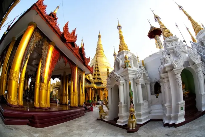 Framed Print : Fisheye image of temples and shrines at Shwedagon Paya (Pagoda), Yangon (Rangoon), Myanmar (Burma), Asia Framed Print : Fisheye image of temples and shrines at Shwedagon Paya (Pagoda), Yangon (Rangoon), Myanmar (Burma), Asia