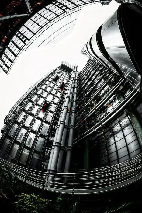 Framed Print : Fisheye view of Lloyds and The Leadenhall Buildings, financial district, City of London Framed Print : Fisheye view of Lloyds and The Leadenhall Buildings, financial district, City of London