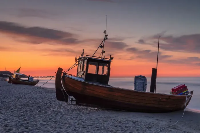 Framed Print : Fishing boat on the beach of Ahlbeck, Usedom Island, Baltic Sea, Mecklenburg-Western Pomerania, Germany, Europe Framed Print : Fishing boat on the beach of Ahlbeck, Usedom Island, Baltic Sea, Mecklenburg-Western Pomerania, Germany, Europe