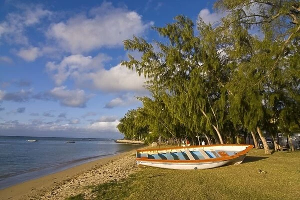 Fishing boat on the beach of Anse aux Anglais in the island of Rodrigues