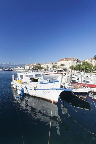 Fishing boat in the harbour, Supertar, Brac Island, Dalmatia, Croatia, Europe