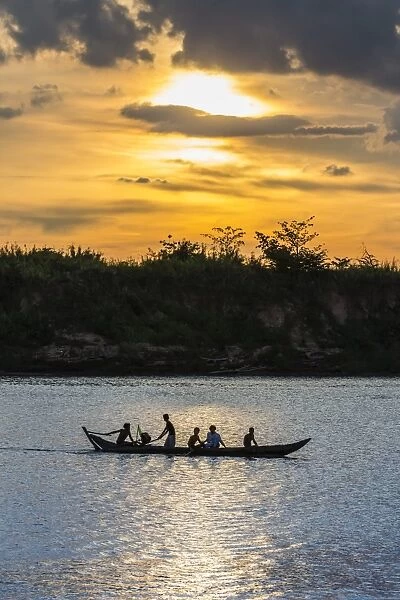 Fishing boat near the village of Angkor Ban, on the banks of the Mekong River, Battambang Province, Cambodia, Indochina, Southeast Asia, Asia