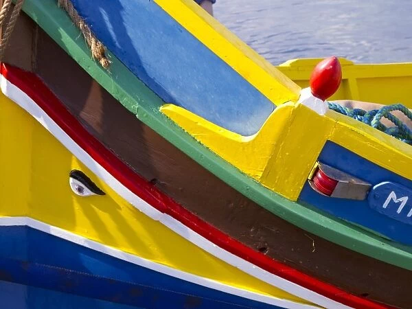 Detail of a fishing boat, St. Pauls Bay, Malta, Mediterranean, Europe