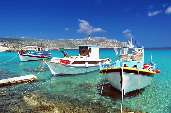 Fishing boats at Anopi Beach, Karpathos, Dodecanese, Greek Islands, Greece, Europe