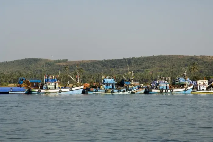 Framed Print : Fishing boats on backwater near Mobor Framed Print : Fishing boats on backwater near Mobor