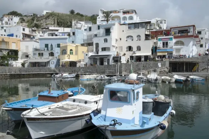 Framed Print : Fishing boats at Borgo Sant Angelo, Ischia, Campania, Italy, Europe Framed Print : Fishing boats at Borgo Sant Angelo, Ischia, Campania, Italy, Europe
