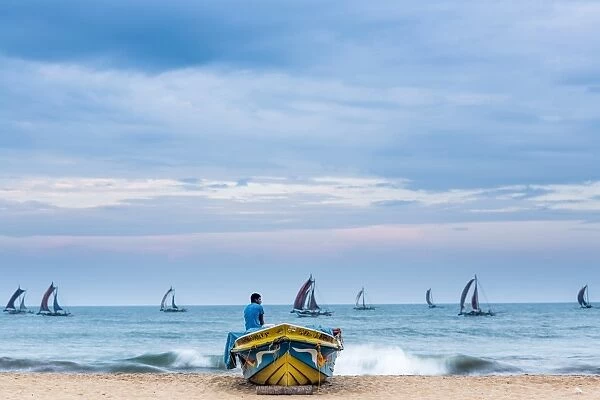 Fishing boats coming back to port, Negombo, Sri Lanka, Asia