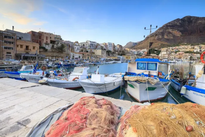 Framed Print : Fishing boats at the harbor, Castellammare del Golfo, province of Trapani, Sicily Framed Print : Fishing boats at the harbor, Castellammare del Golfo, province of Trapani, Sicily
