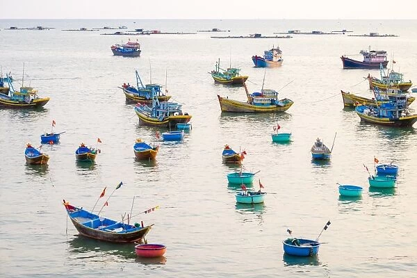 Fishing boats in harbor at Mui Ne, Phan Thiet, Binh Thuan Province, Vietnam, Indochina