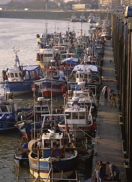 Fishing boats in harbour, Boulogne, Pas de Calais, Nord, France, Europe