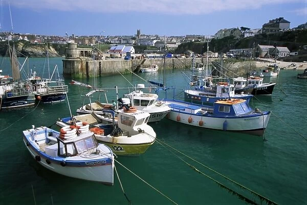 Fishing boats in harbour, Newquay, Cornwall, England, United Kingdom, Europe