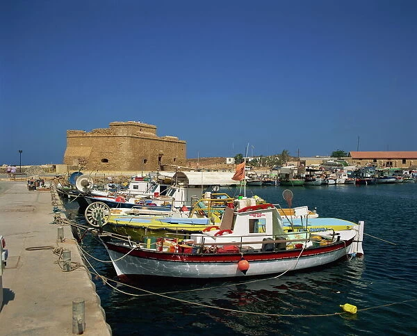 Fishing boats in the harbour at Paphos, Cyprus, Mediterranean, Europe