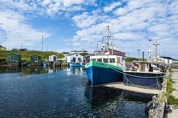Fishing boats in the harbour of Port au Choix, Newfoundland, Canada, North America
