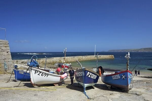 Fishing boats in harbour, Sennen Cove, West Penwith, Cornwall, England