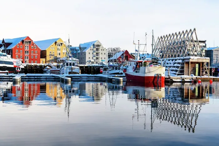 Framed Print : Fishing boats moored in the harbor, Tromso, Norway, Scandinavia, Europe Framed Print : Fishing boats moored in the harbor, Tromso, Norway, Scandinavia, Europe