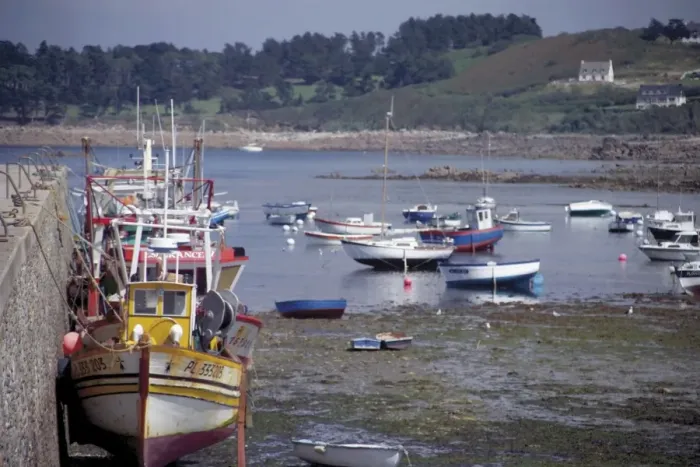 Framed Print : Fishing boats and pleasure boats in harbour, Loquemeau, Cote de Granit Rose Framed Print : Fishing boats and pleasure boats in harbour, Loquemeau, Cote de Granit Rose