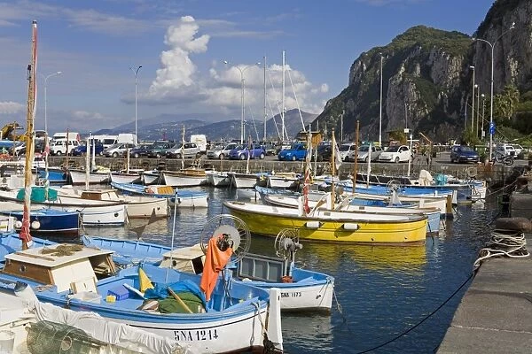 Fishing boats in the Port of Marina Grande, Capri Island, Bay of Naples, Campania, Italy, Europe