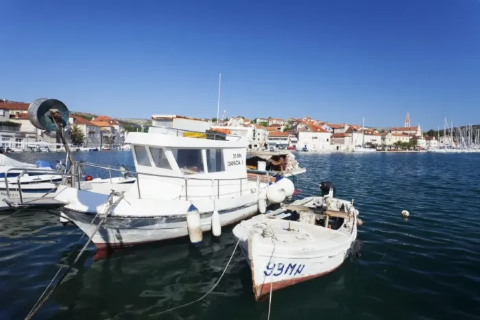 Framed Print : Fishing boats in the port of Milna, Brac Island, Dalmatia, Croatia, Europe