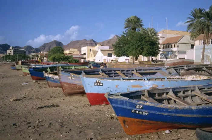Framed Print : Fishing boats at Praia do Bote in the town of Mindelo, on Sao Vicente Island Framed Print : Fishing boats at Praia do Bote in the town of Mindelo, on Sao Vicente Island
