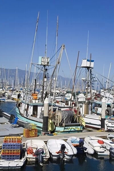 Fishing boats, Santa Barbara Harbor, California, United States of America, North America