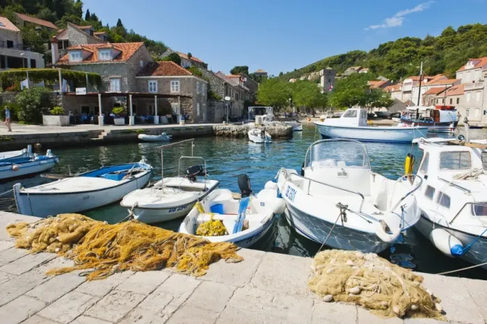 Framed Print : Fishing boats in Sipan harbor, Sipan Island, Elaphiti Islands, Dalmatian Coast, Adriatic, Croatia, Europe Framed Print : Fishing boats in Sipan harbor, Sipan Island, Elaphiti Islands, Dalmatian Coast, Adriatic, Croatia, Europe