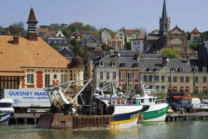 Framed Print : Fishing boats, Trouville, Calvados, Cote Fleurie, Normandy, France, Europe