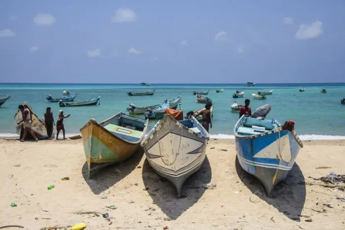 Framed Print : Fishing boats in the turquoise waters of Qalansia on the west coast of the island of Socotra, UNESCO World Heritage Site, Yemen, Middle East Framed Print : Fishing boats in the turquoise waters of Qalansia on the west coast of the island of Socotra, UNESCO World Heritage Site, Yemen, Middle East