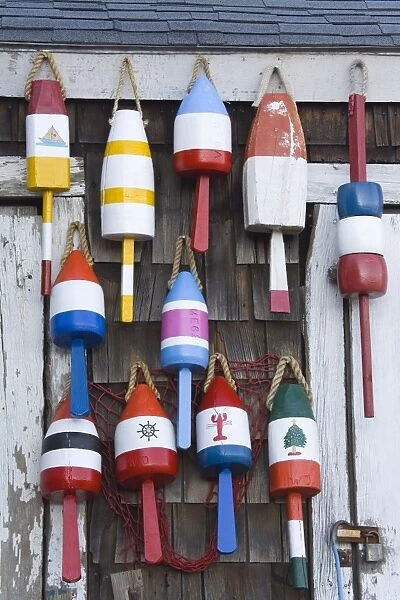 Fishing buoys in Rockport, Cape Ann, Greater Boston Area, Massachusetts