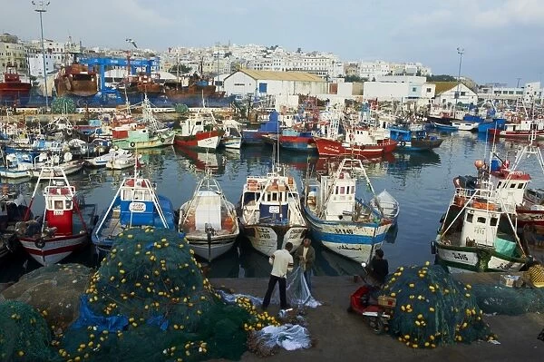 Fishing harbour and the Medina (Old City), Tangier, Morocco, North Africa, Africa