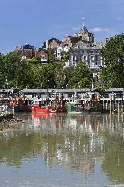 Fishing harbour on River Rother, old town, Rye, East Sussex England, United Kingdom