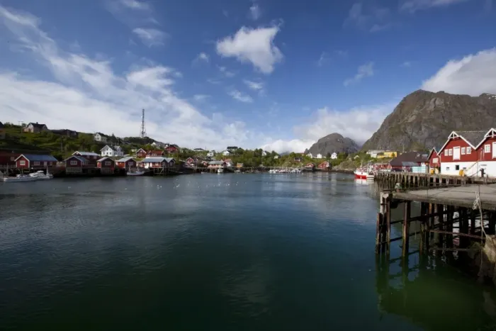 Framed Print : The fishing harbour of Sorvagen, Moskenesoy island, Lofoten archipelago Framed Print : The fishing harbour of Sorvagen, Moskenesoy island, Lofoten archipelago