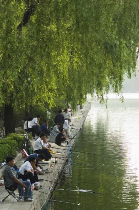 Framed Print : Fishing on Houhai Lake, Beijing, China, Asia Framed Print : Fishing on Houhai Lake, Beijing, China, Asia