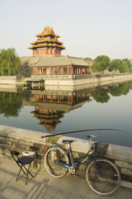 Framed Print : Fishing in the moat with a reflection of the Palace Wall Tower of The Forbidden City Palace Museum Framed Print : Fishing in the moat with a reflection of the Palace Wall Tower of The Forbidden City Palace Museum