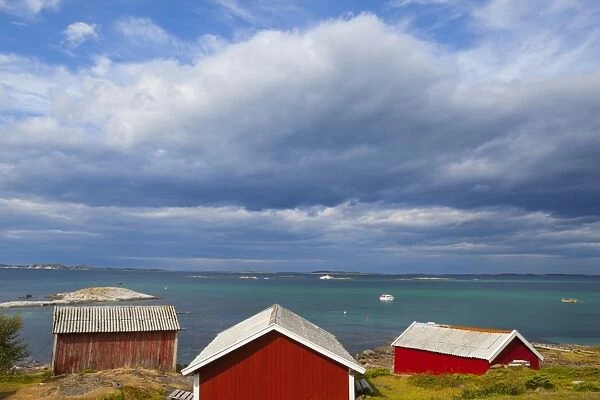 Fishing sheds, Kjerringoy, Nordland, Norway, Scandinavia, Europe