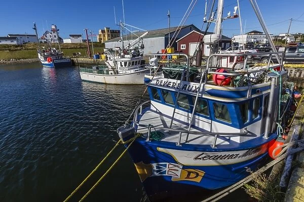 Fishing vessels inside the harbor at Bonavista, Newfoundland, Canada, North America