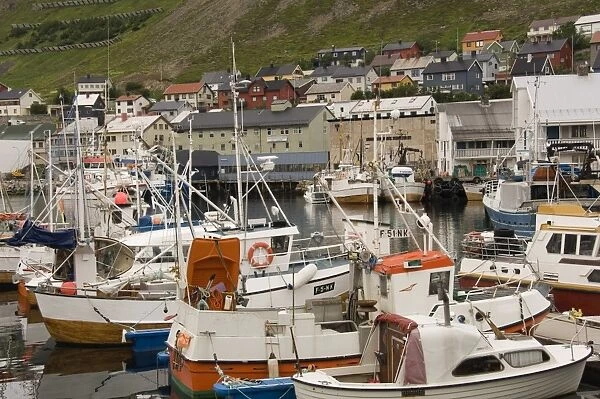 Fishing vessels and part of the small town of Honningsvaag, North Cape