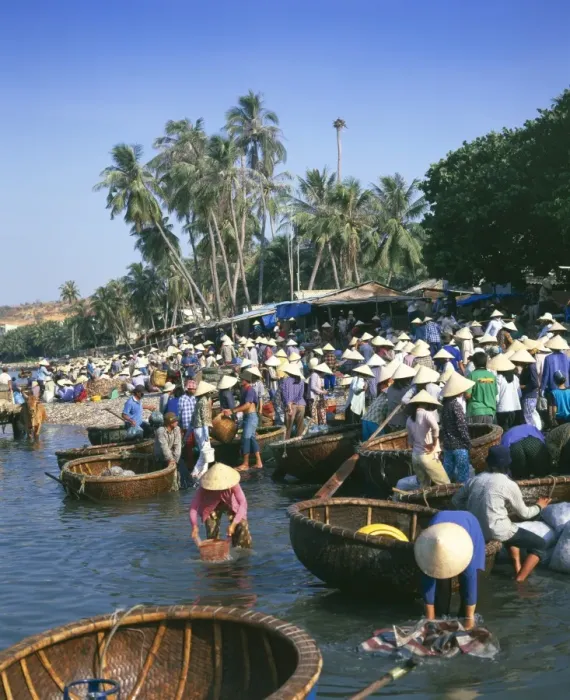 Framed Print : Fishing village people collecting the morning catch Framed Print : Fishing village people collecting the morning catch