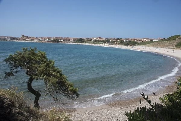 The fishing village, resort and beach of Isola Rossa, Sardinia, Italy, Mediterranean