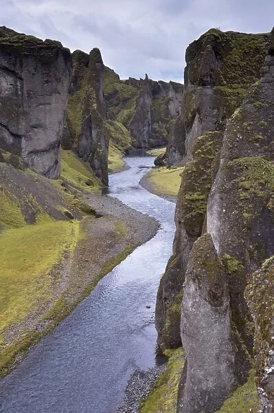 Fjadrargljufur Canyon, 100m deep and 2 km long, carved out of palagonite