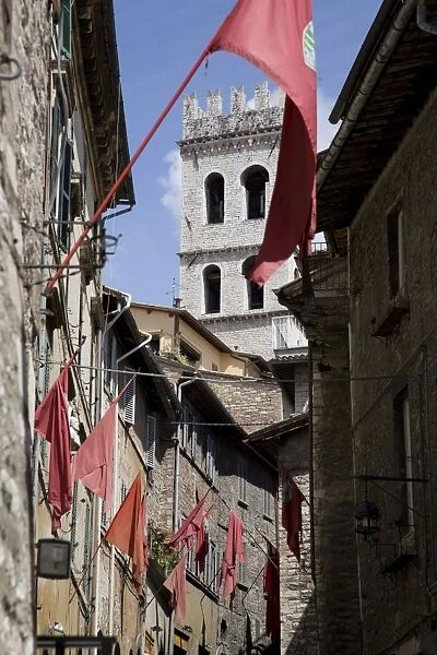 Flags in the Corso, Assisi, Umbria, Italy, Europe