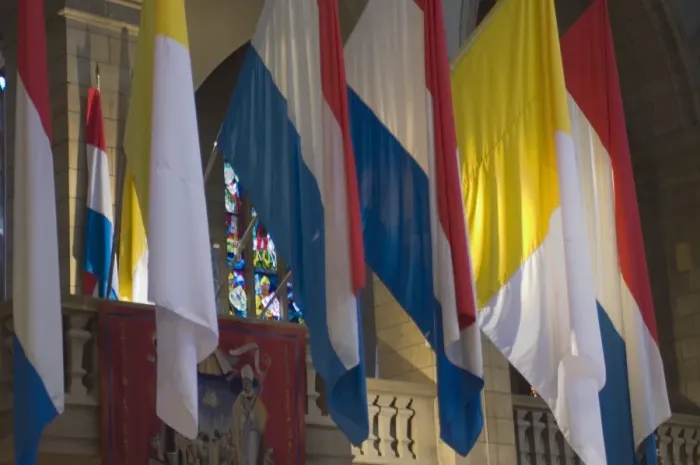 Framed Print : Flags of Luxembourg within Notre Dame Framed Print : Flags of Luxembourg within Notre Dame