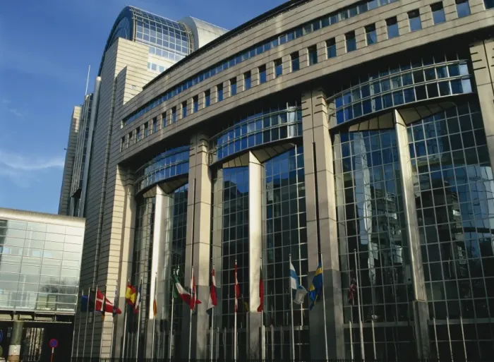 Framed Print : Flags outside the European Commission and Parliament Buildings in Brussels Framed Print : Flags outside the European Commission and Parliament Buildings in Brussels