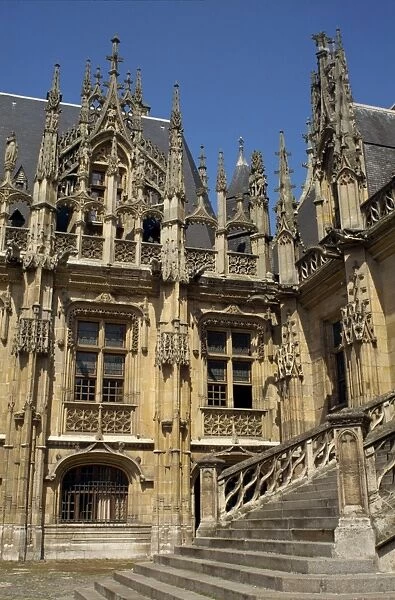 Flamboyant gothic architecture of the 14th century, Palais de Justice in the city of Rouen