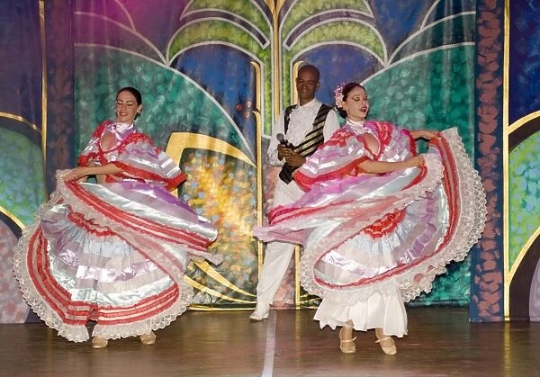 Flamenco dancers in colourful costume performing at the Melia Rio de Oro Hotel