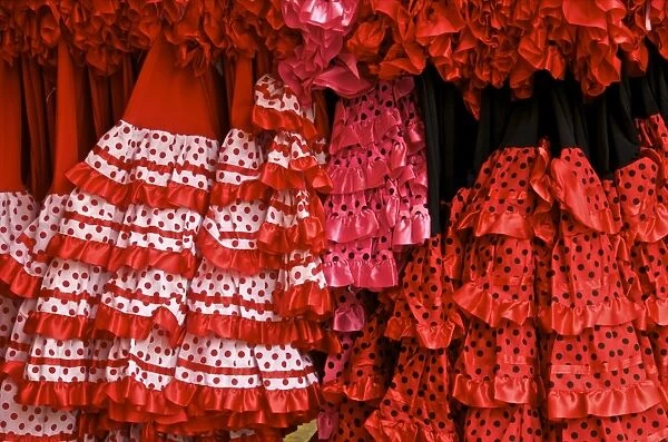 Flamenco dresses, Seville, Andalucia, Spain, Europe
